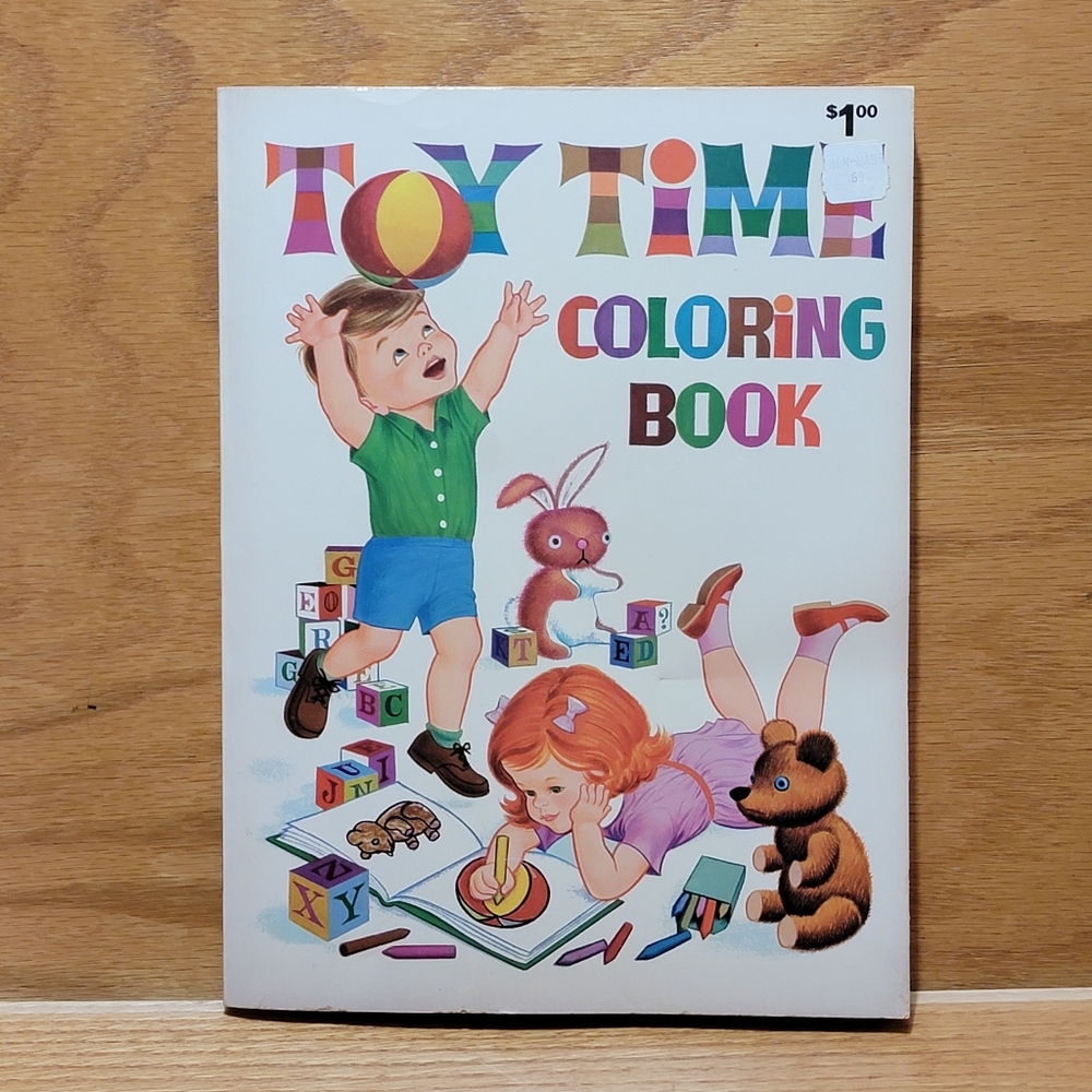 Vintage 1975 Waldman "TOY TIME " Coloring Book 90 Pages Of Coloring, Activities.